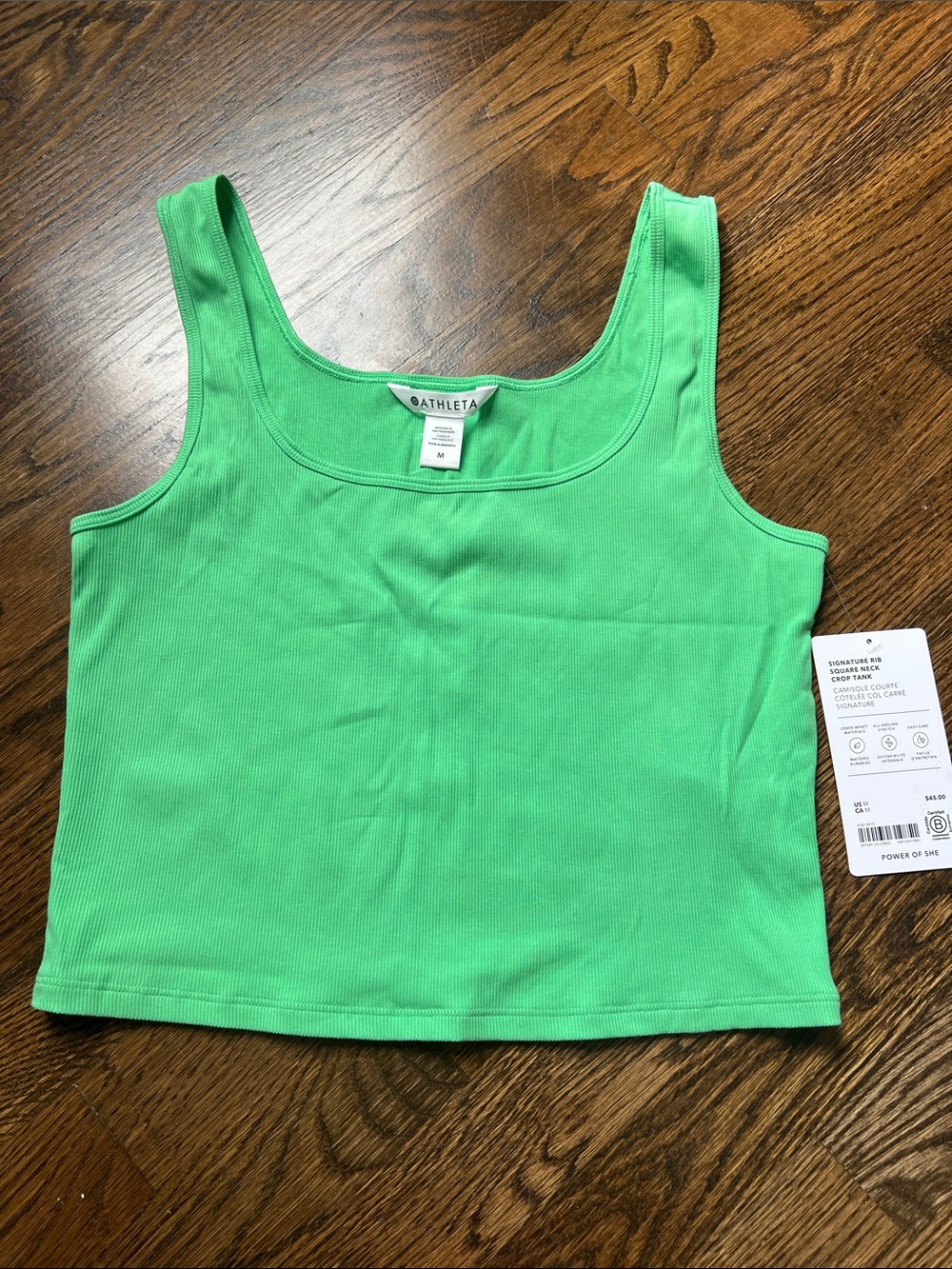 Athleta signature rib square neck crop tank - M
